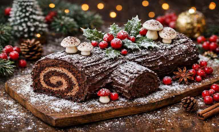 طرز تهیه کیک بوشه دو نوئل؛ رولت تنه درخت فرانسوی برای کریسمس