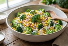 طرز تهیه سالاد کلم بروکلی و ذرت با سس مخصوص