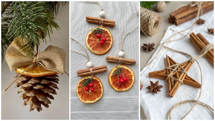 استفاده از عناصر طبیعی مثل دارچین برای درخت کریسمس