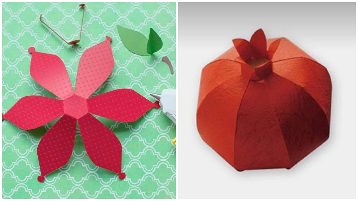 انار حجمی با مقوا برای شب یلدا انار حجمی با مقوا برای شب یلدا