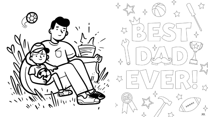 نقاشی مناسب کودک برای رنگ آمیزی به مناسبت روز پدر