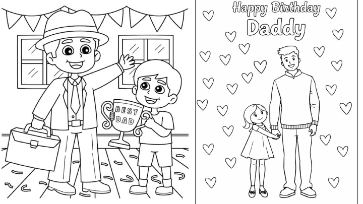 نقاشی یادگاری برای رنگ آمیزی به مناسبت روز پدر برای 