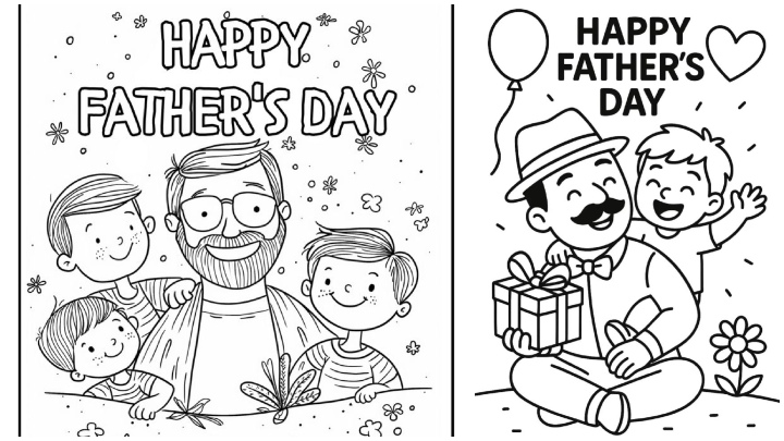نقاشی ساده‌ی روز پدر برای رنگ‌آمیزی با پاستل روغنی