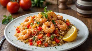 طرز تهیه پلو یونانی با میگو؛ شام متفاوت و شیک برای مهمانیها