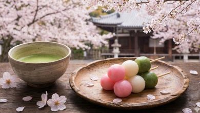 طرز تهیه کوفته 3 رنگ هانامی دانگو؛ شیرینی ترند ژاپنی‌ها