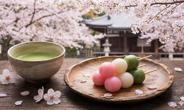 طرز تهیه کوفته 3 رنگ هانامی دانگو؛ شیرینی ترند ژاپنیها