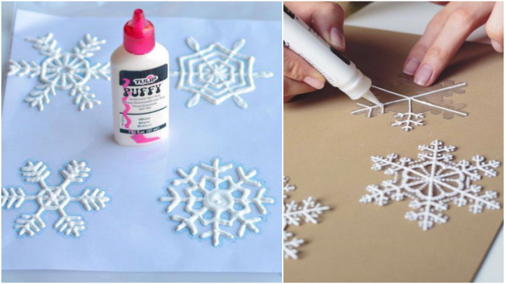 روش درست کردن دانه برف با چسب حرارتی برای درخت کریسمس