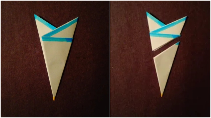 برش زدن درست لبه‌ها برای ساخت دانه‌ی برفی با کاغذ