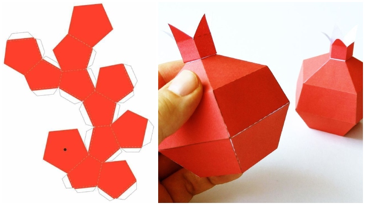 انار حجمی با مقوا کاردستی مخصوص برای شب یلدا انار حجمی با مقوا کاردستی مخصوص برای شب یلدا