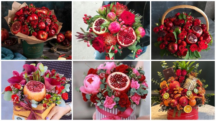 درست کردن سبد گل با حضور انار درست کردن سبد گل با حضور انار