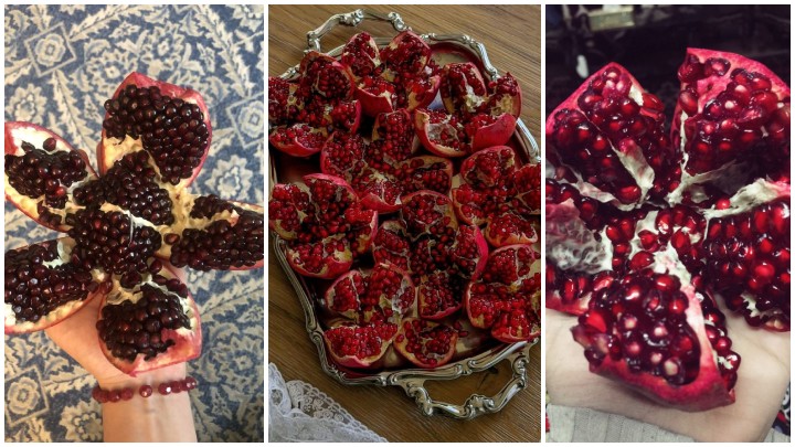 قاچ کردن ساده انار به شکل گل قاچ کردن ساده انار به شکل گل