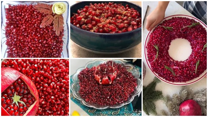 تزیین انار دانهشده به شکل سنتی تزیین انار دانهشده به شکل سنتی