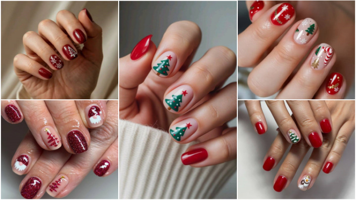 ناخن قرمز کلاسیک با طرح کریسمس ناخن قرمز کلاسیک با طرح کریسمس