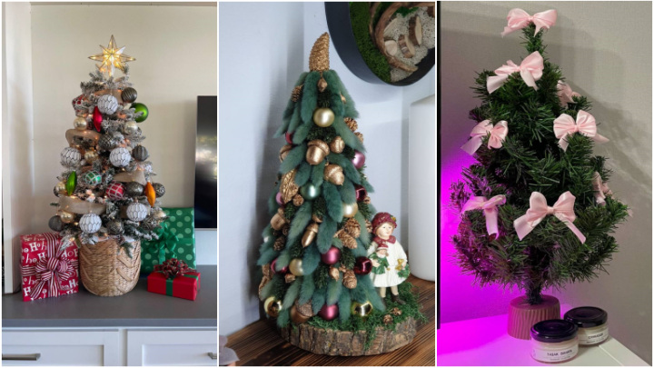 استفاده از پاپیون و گوی‌های رنگی برای درخت کریسمس