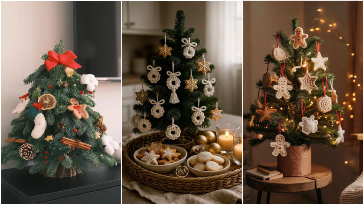 تزئیین درخت کریسمس با لامپ و وسایل مختلف