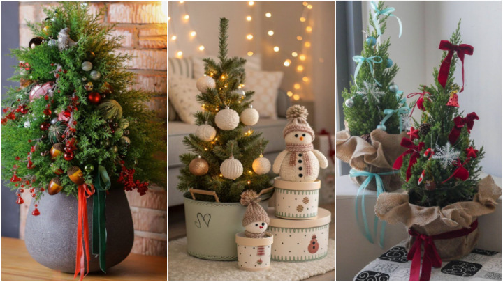 ایده درخت کریسمس با استفاده از گوی‌های رنگی و آویزهای متفاوت