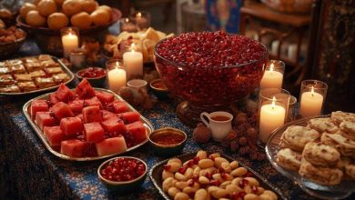 ایده‌های یلدایی 1404 برای تزئین سفره یلدا، کیک و دسر و تنقلات