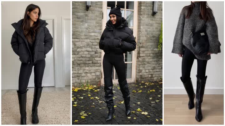 استایل کاربردی و مدرن با بوت بلند مشکی