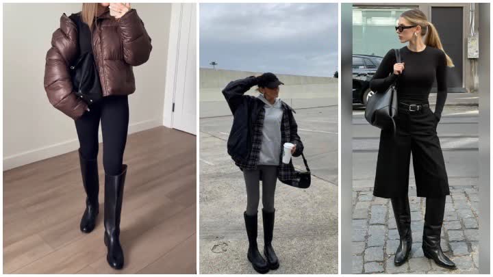 استایل کاربردی و مدرن با بوت بلند مشکی