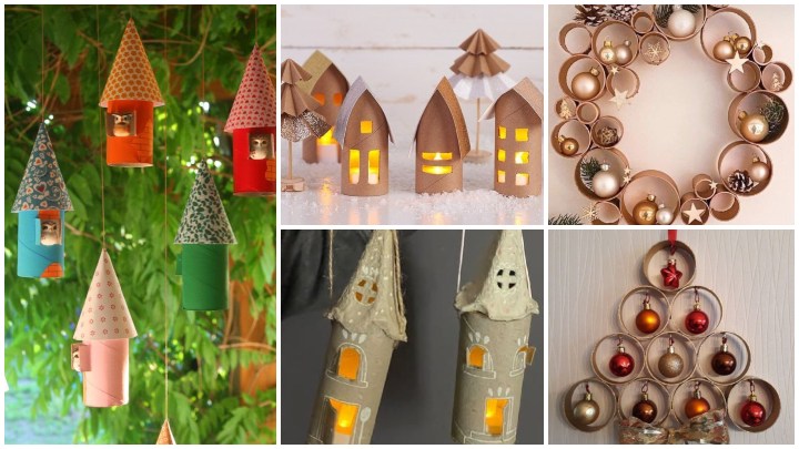 تزئینات فانتزی درخت کریسنس با رول دستمال توالت