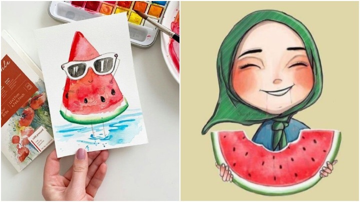 نقاشی با آب رنگ برای شب یلدا نقاشی با آب رنگ برای شب یلدا