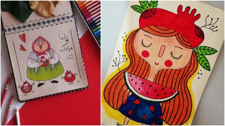 نقاشی کارتونی برای شب یلدا نقاشی کارتونی برای شب یلدا