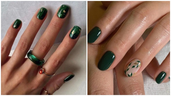 طراحی ناخن سبز کریسمسی با رویکردی مدرن و مینیمال