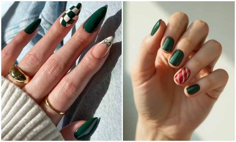 27 ایده خلاقانه طراحی ناخن سبز برای کریسمس 2026