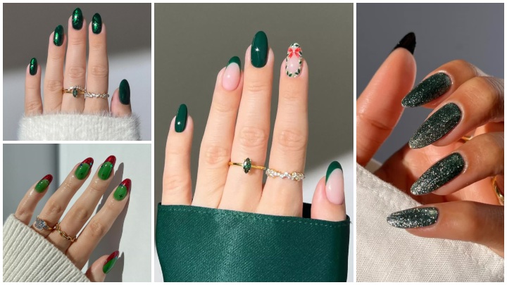 ترندهای برتر طراحی ناخن سبز برای کریسمس 2026 ترندهای برتر طراحی ناخن سبز برای کریسمس 2026