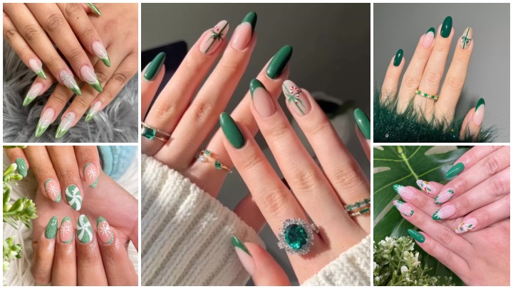 جلوهای از طبیعت زمستانی در طراحی ناخن سبز کریسمسی جلوهای از طبیعت زمستانی در طراحی ناخن سبز کریسمسی