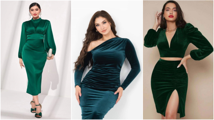 مدل‌های لباس ساده و پوشیده شب یلدا برای عروس با پارچه ساتن