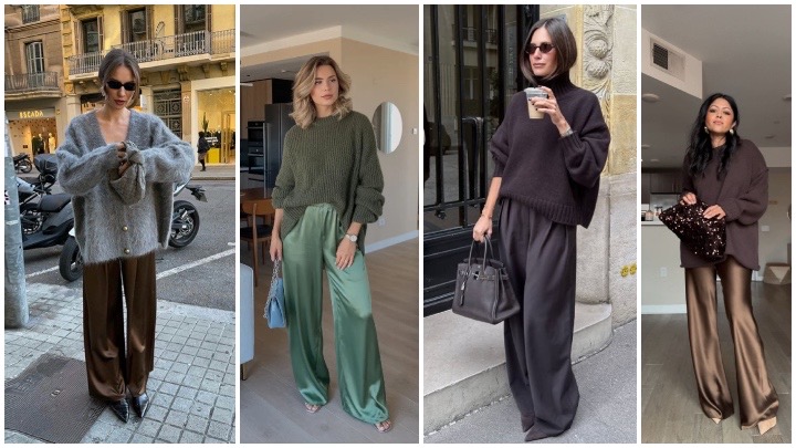 شلوارهای ساتن و براق؛ یک شلوار ساده و شیک