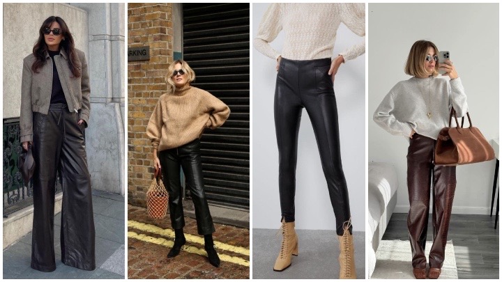 شلوارهای چرمی و جیر مشکی ساده