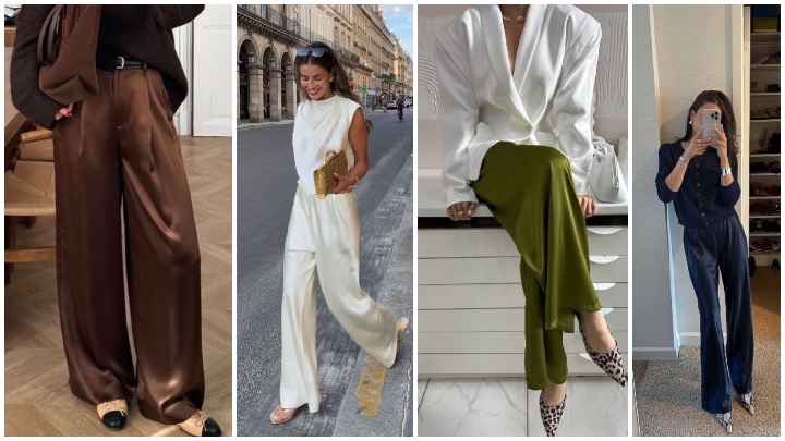 شلوارهای ساتن و براق؛ ترند لاکچری سال جدید