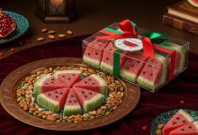 طرز تهیه باسلوق هندوانه‌ای؛ دسر یلدایی جذاب با طرح هندوانه