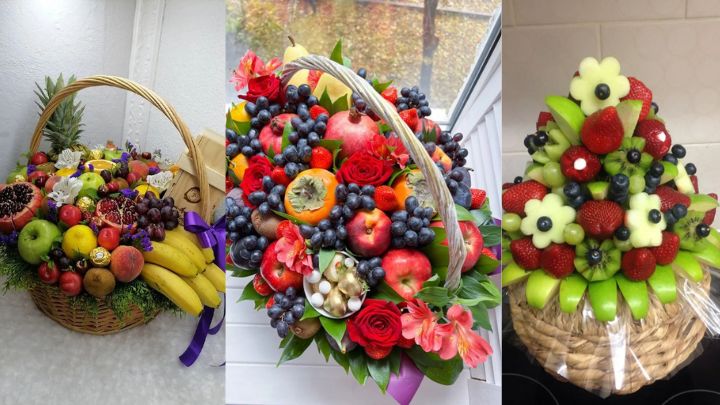 ایدههای تزیین سبد میوه یلدایی برای عروس ایدههای تزیین سبد میوه یلدایی برای عروس