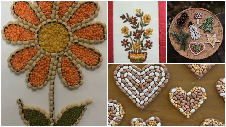 نمونههای ساده و کاربردی کاردستی با حبوبات نمونههای ساده و کاربردی کاردستی با حبوبات