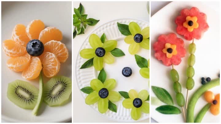 ساخت شکل گل با میوه‌های تازه