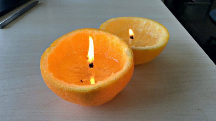 ساخت شمع خانگی با پوست پرتقال یا لیمو