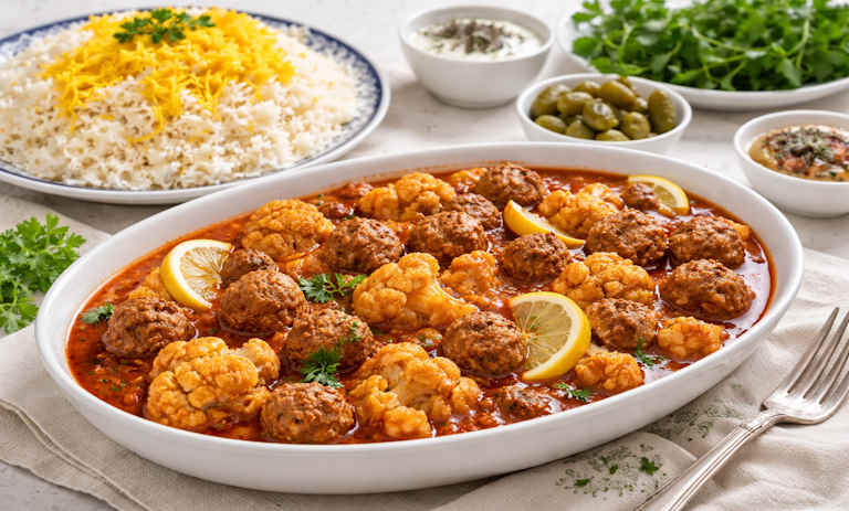 طرز تهیه خورش گل کلم با کوفته قلقلی؛ خوشمزه و ساده