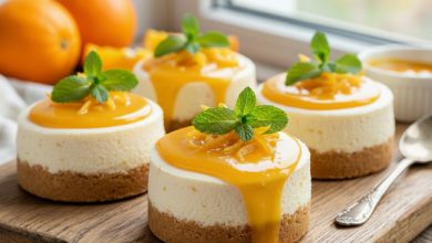 طرز تهیه مینی چیز کیک پرتقالی با سس پرتقال