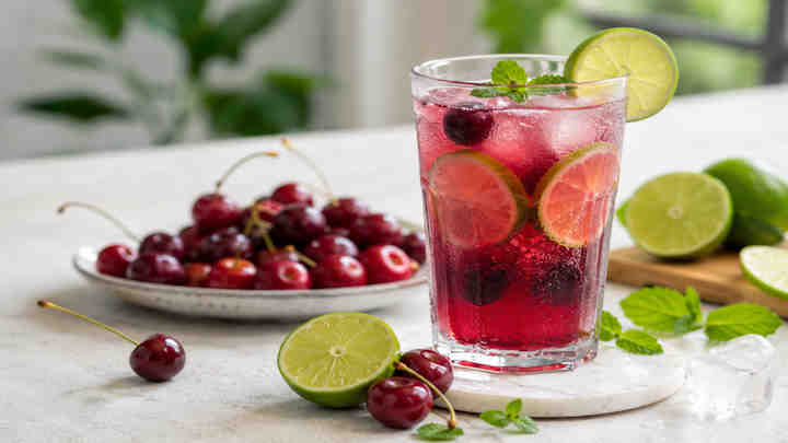 طرز تهیه لایم چری آلبالو با تکنیک لایه‌ای