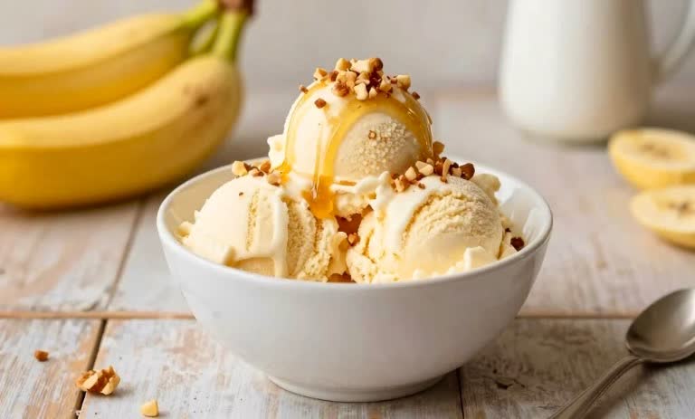 طرز تهیه بستنی موز یخی بدون بستنی‌ساز