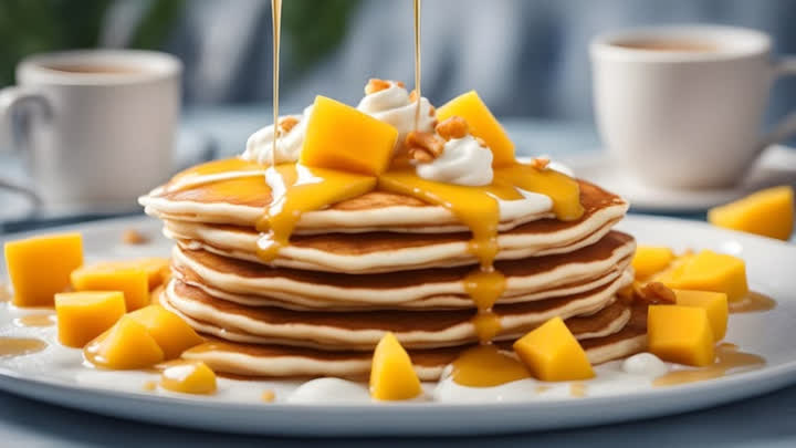 طرز تهیه پنکیک انبه رژیمی و پروتئینی (مخصوص ورزشکاران)