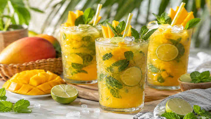 نکات و فوتوفن های طرز تهیه موهیتو انبه خانگی