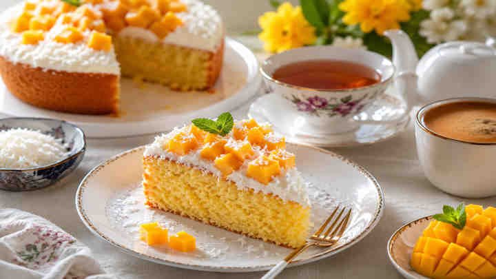 نکات و فوتوفن های طرز تهیه کیک انبه نارگیلی