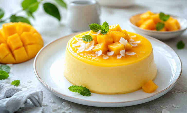 طرز تهیه پاناکوتای انبه؛ دسر تابستانی شیک و خوش‌رنگ