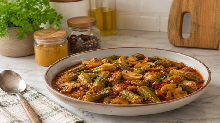 نکات و فوتوفن های طرز تهیه خوراک بامیه و قارچ