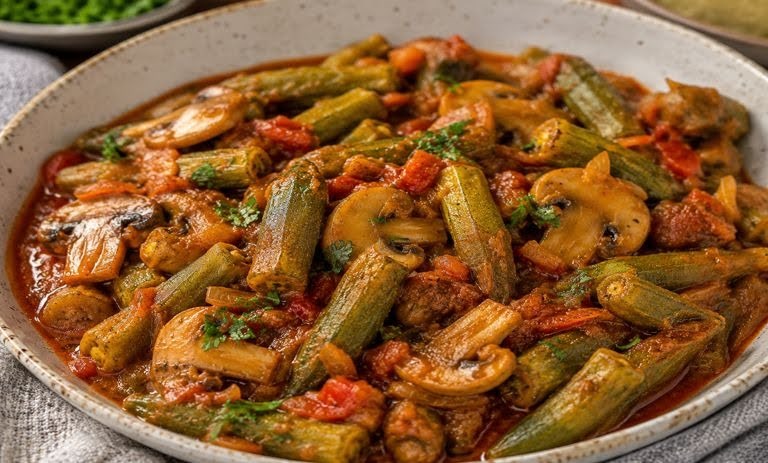 طرز تهیه خوراک بامیه و قارچ؛ سالم و خوشمزه
