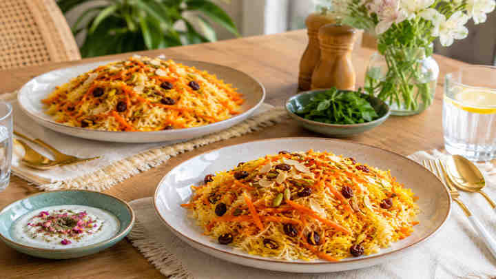 طرز تهیه هویج پلو گیاهی با قارچ